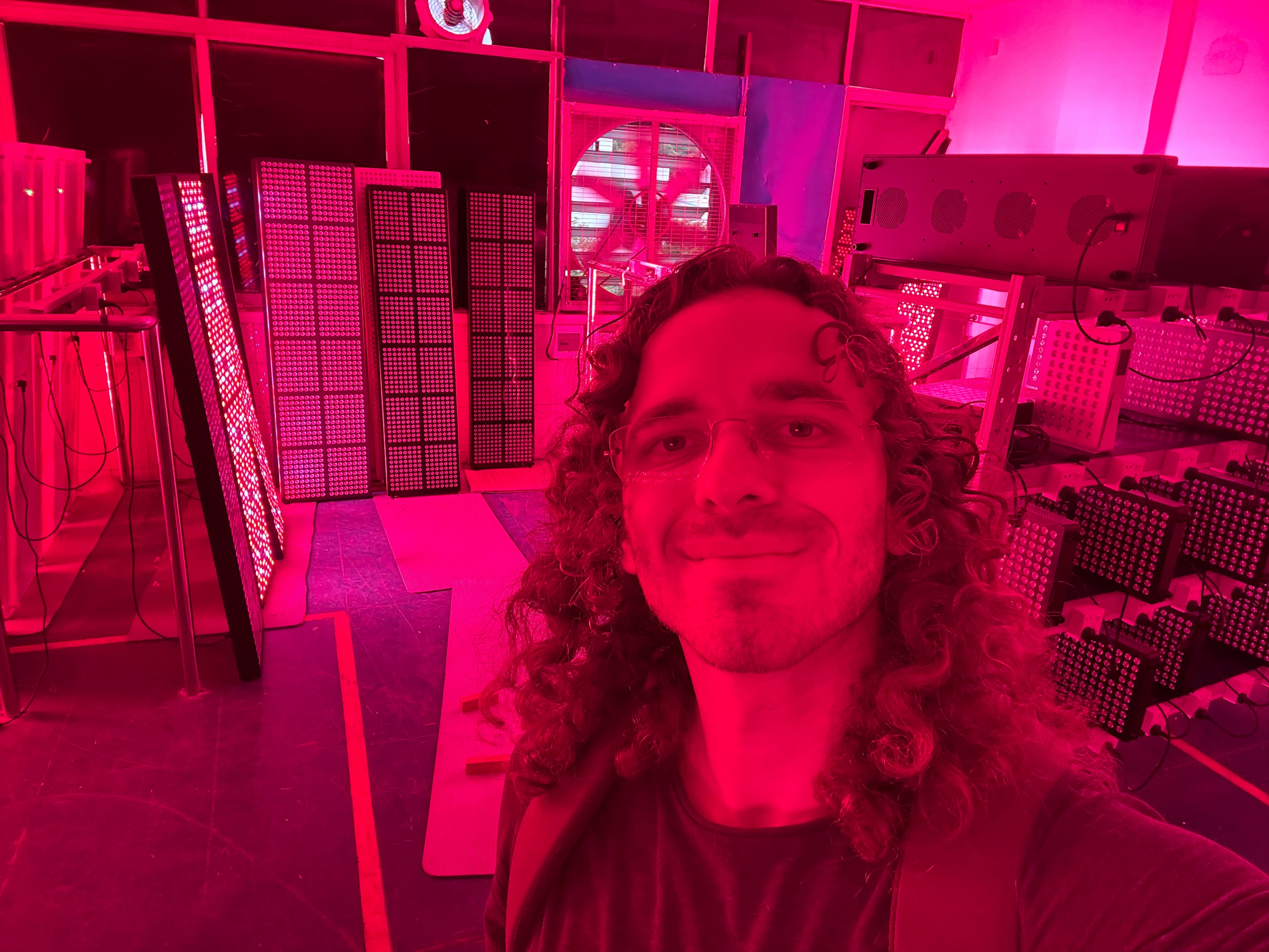 A photo of Red Light Hero founder Helmut Uhlmann during a factory supplier visit in June 2025