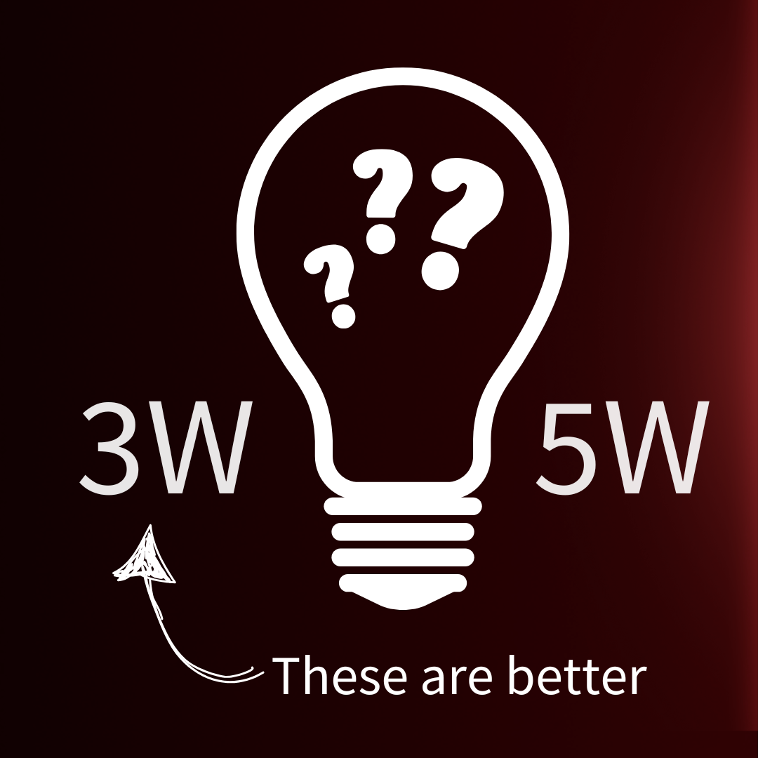 Don't get fooled - Why 3W bulbs are BETTER than 5W bulbs