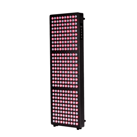 Black Hero300 red and near-infrared light therapy panel at an angle