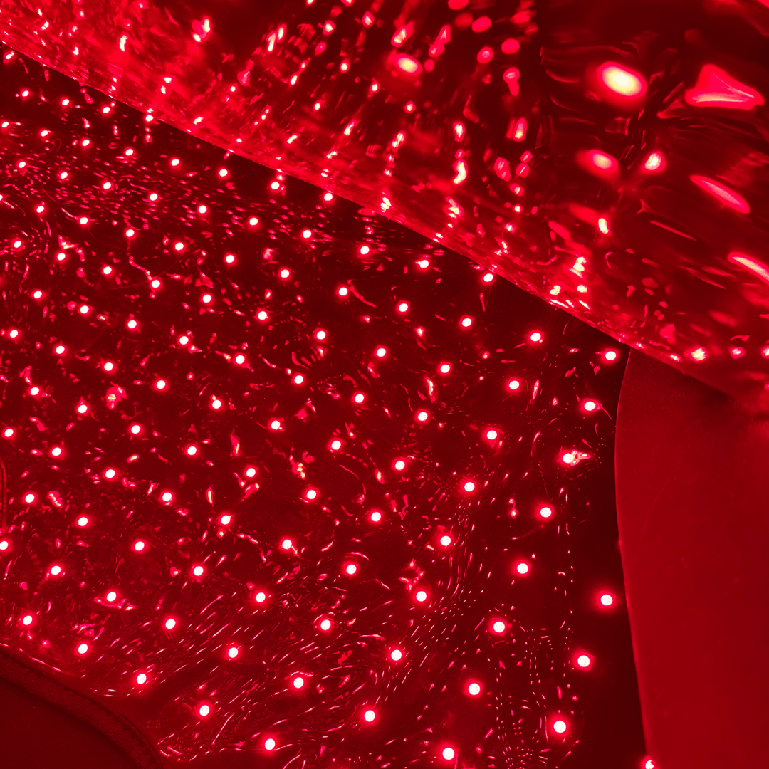 Close-up of the illuminated LEDs inside the HeroSnug mat pod