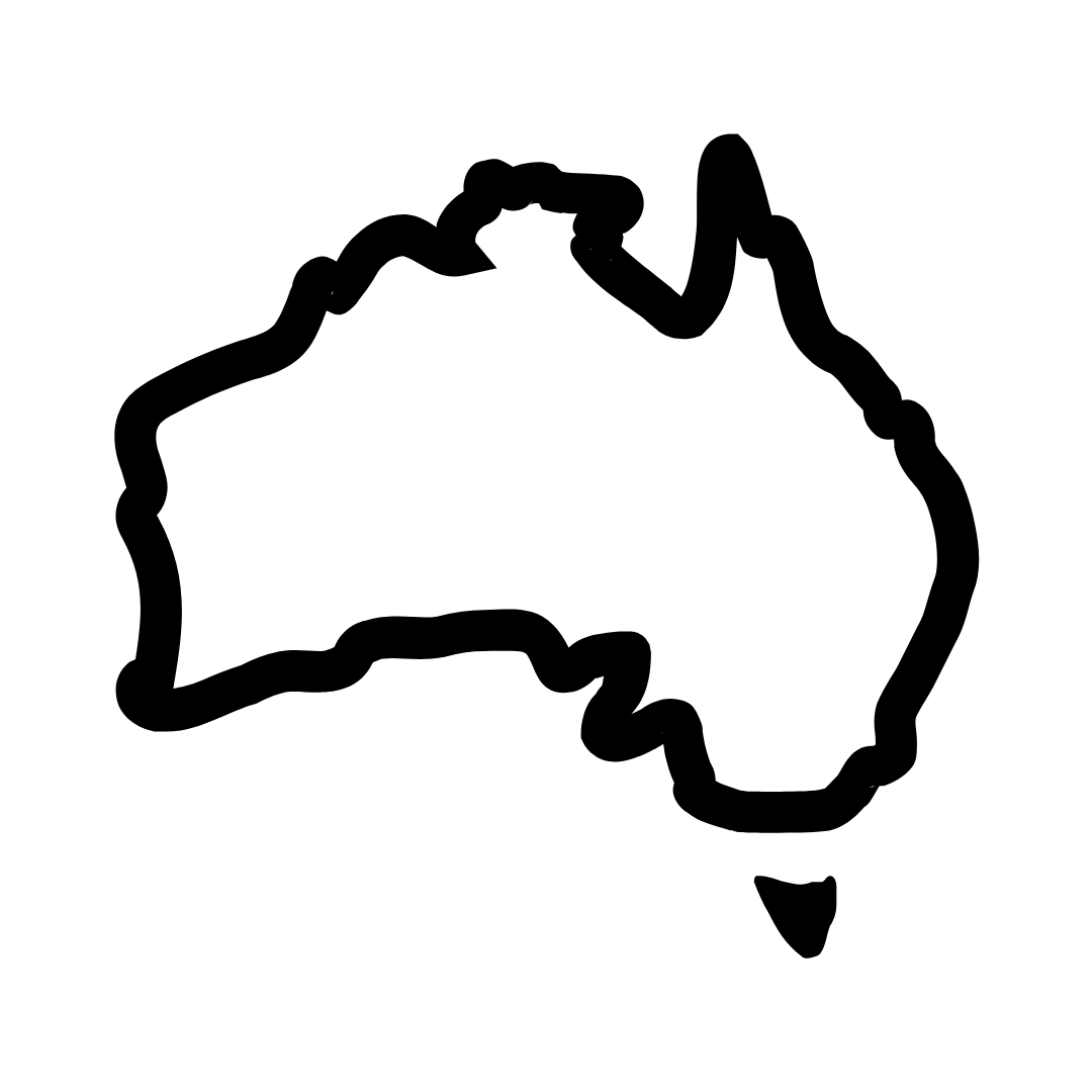 Outline of Australia on a white background symbolising that Red Light Hero is Australian owned