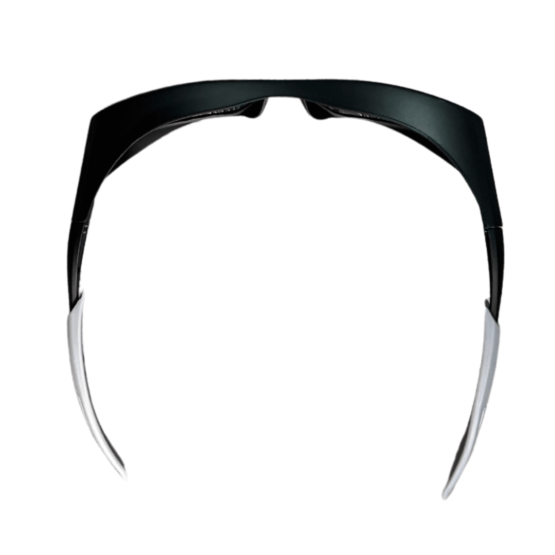 Large red-light therapy protective glasses, top-rear view