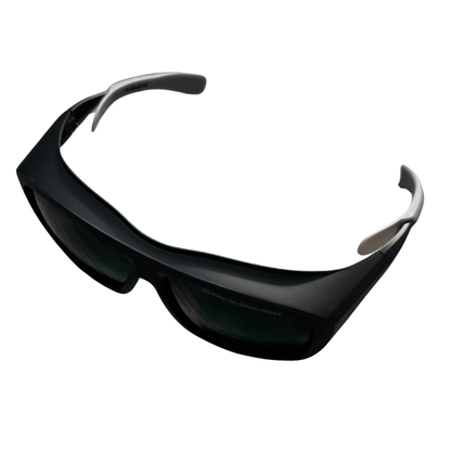 Large wraparound red-light therapy protective glasses, rear view