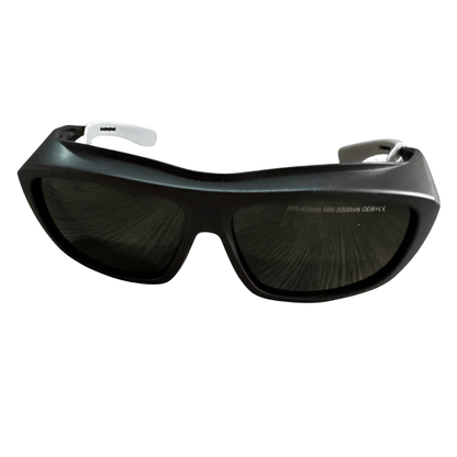 Large wraparound red-light therapy protective glasses, front view